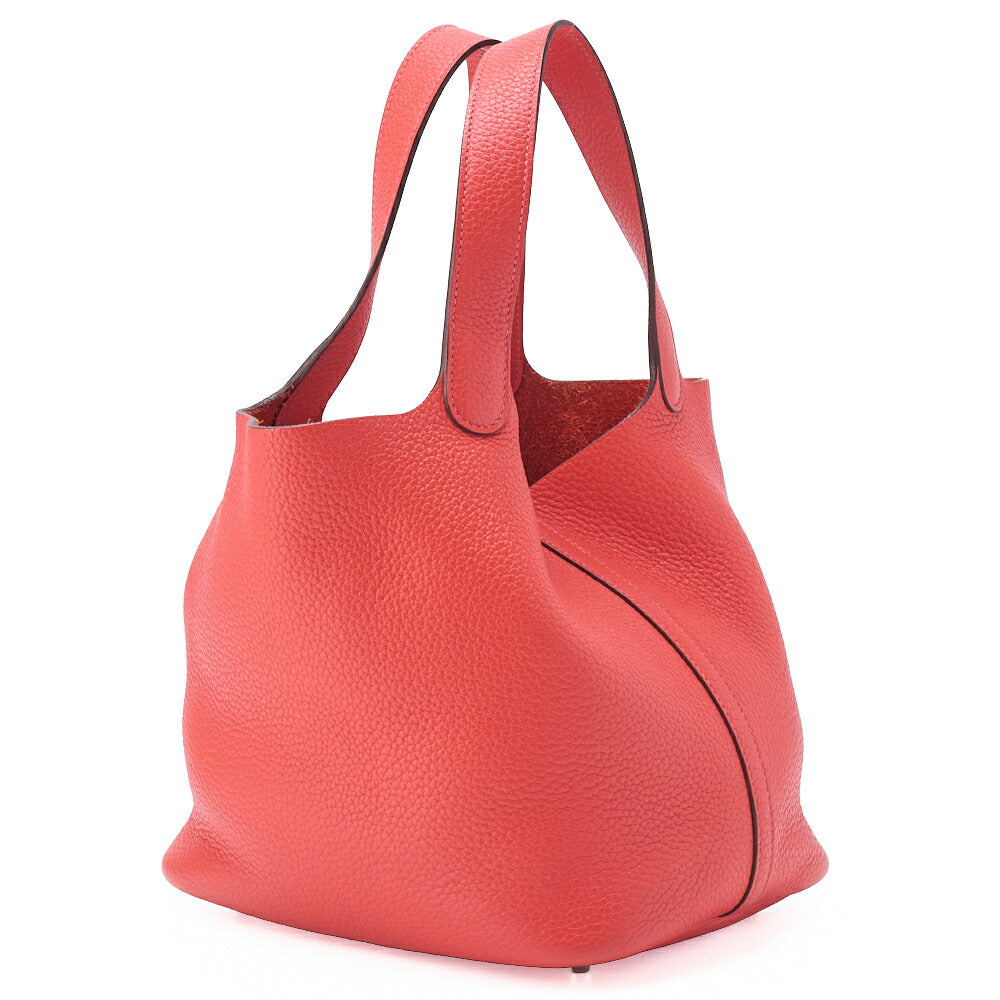 HERMES Picotin Rock MM Handbag, Tryon Clemence, Rouge Pivoine, Silver-Tone Hardware, Pre-Owned - Vintage La Charme