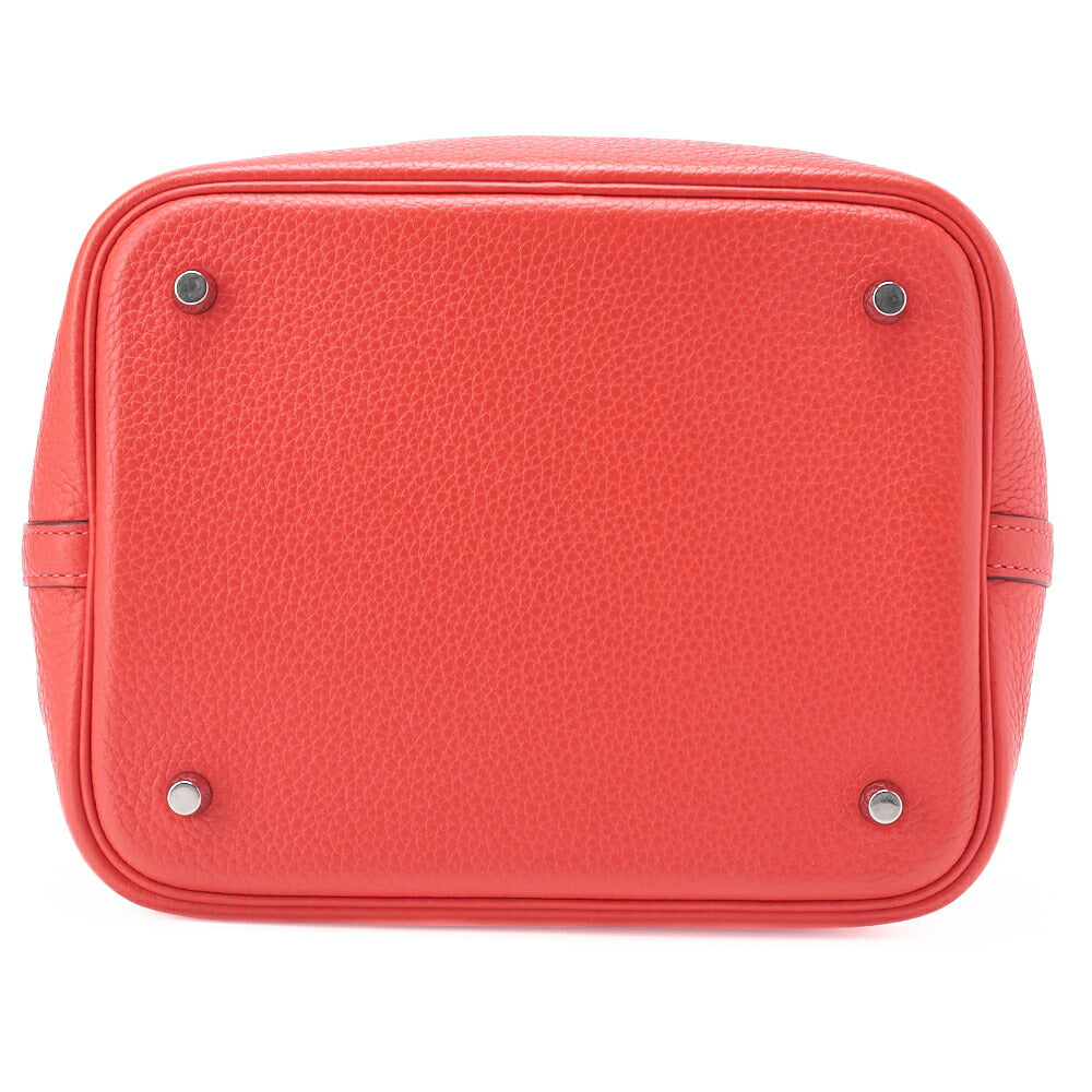 HERMES Picotin Rock MM Handbag, Tryon Clemence, Rouge Pivoine, Silver-Tone Hardware, Pre-Owned - Vintage La Charme
