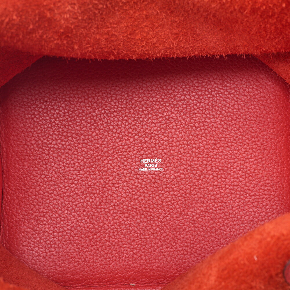 HERMES Picotin Rock MM Handbag, Tryon Clemence, Rouge Pivoine, Silver-Tone Hardware, Pre-Owned - Vintage La Charme