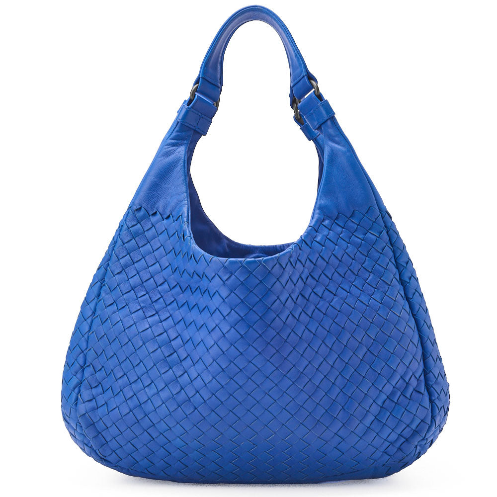 Bottega Veneta Shoulder Tote Bag Intrecciato Lambskin Blue Gold-Tone Hardware Pre-Owned - Vintage La Charme