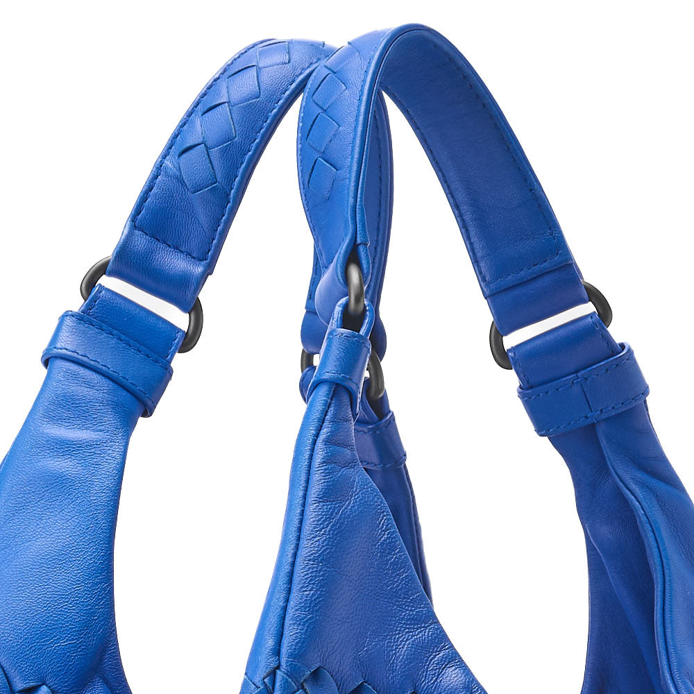 Bottega Veneta Shoulder Tote Bag Intrecciato Lambskin Blue Gold-Tone Hardware Pre-Owned - Vintage La Charme