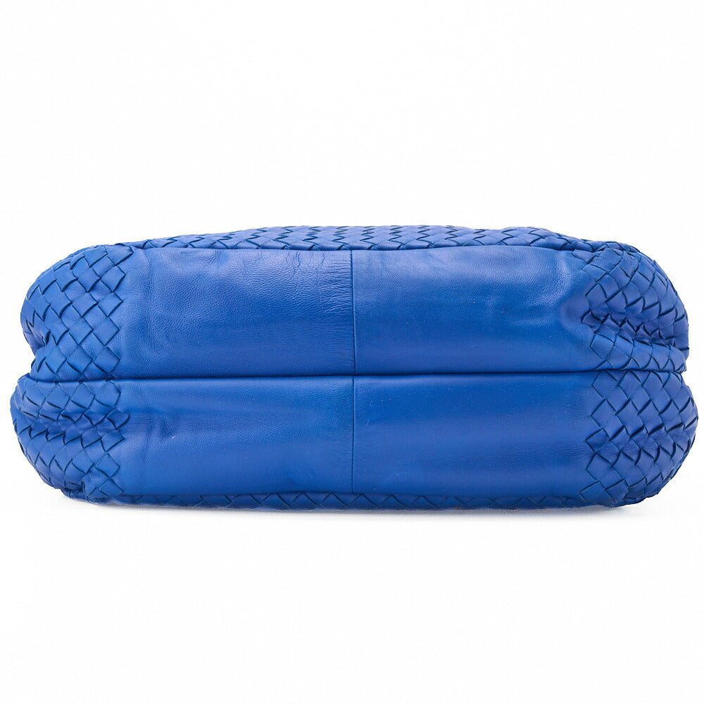 Bottega Veneta Shoulder Tote Bag Intrecciato Lambskin Blue Gold-Tone Hardware Pre-Owned - Vintage La Charme