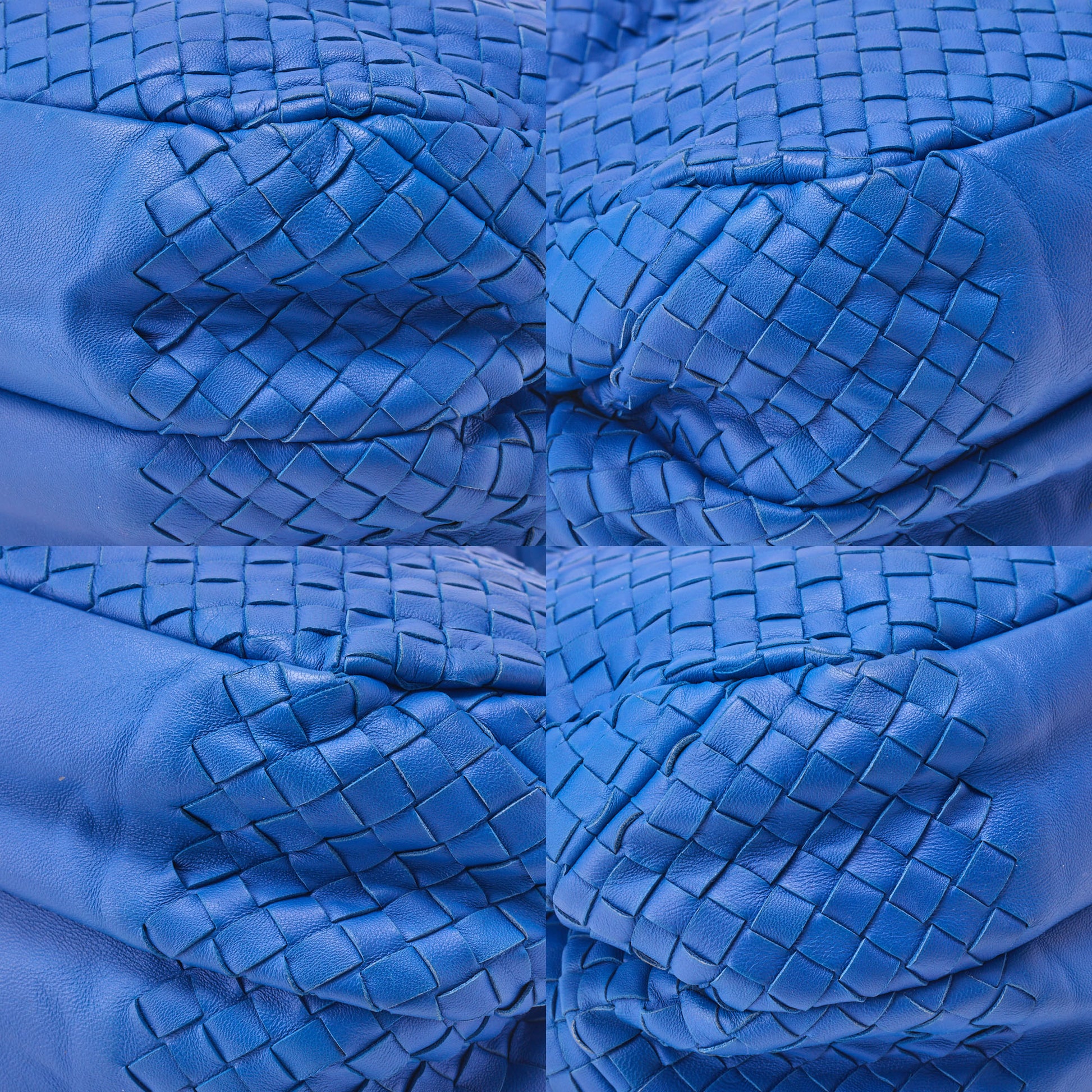 Bottega Veneta Shoulder Tote Bag Intrecciato Lambskin Blue Gold-Tone Hardware Pre-Owned - Vintage La Charme