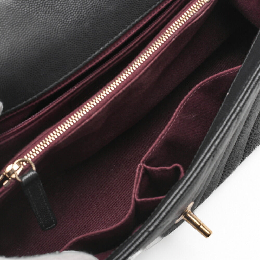 CHANEL Shoulder Bag 2WAY V Stitch Coco Handle Caviar Leather Black Gold-Tone Hardware Pre-Owned - Vintage La Charme