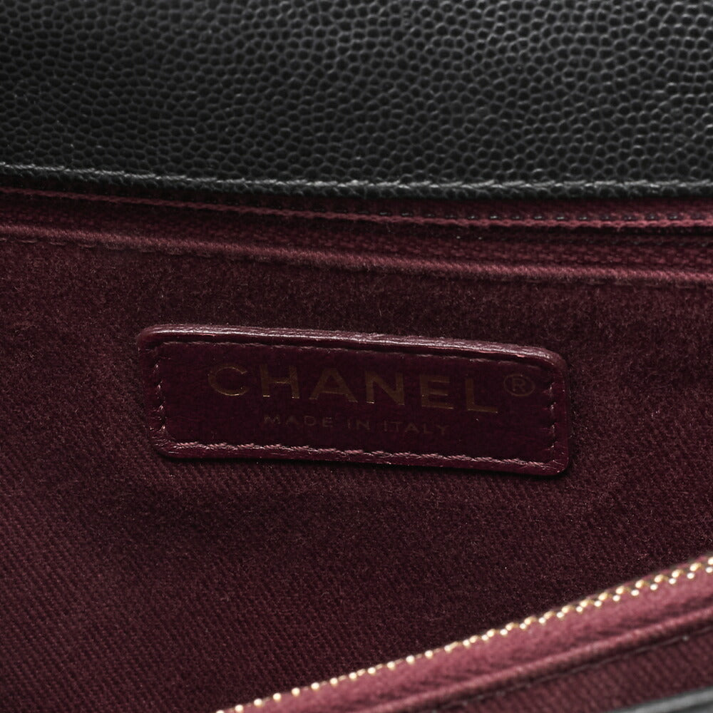 CHANEL Shoulder Bag 2WAY V Stitch Coco Handle Caviar Leather Black Gold-Tone Hardware Pre-Owned - Vintage La Charme