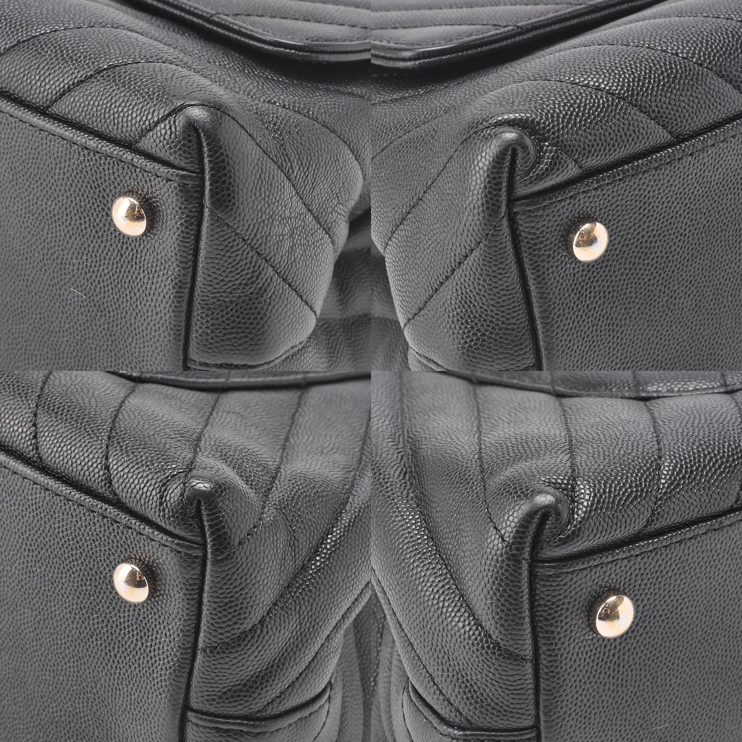 CHANEL Shoulder Bag 2WAY V Stitch Coco Handle Caviar Leather Black Gold-Tone Hardware Pre-Owned - Vintage La Charme