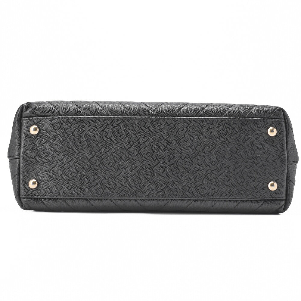 CHANEL Shoulder Bag 2WAY V Stitch Coco Handle Caviar Leather Black Gold-Tone Hardware Pre-Owned - Vintage La Charme
