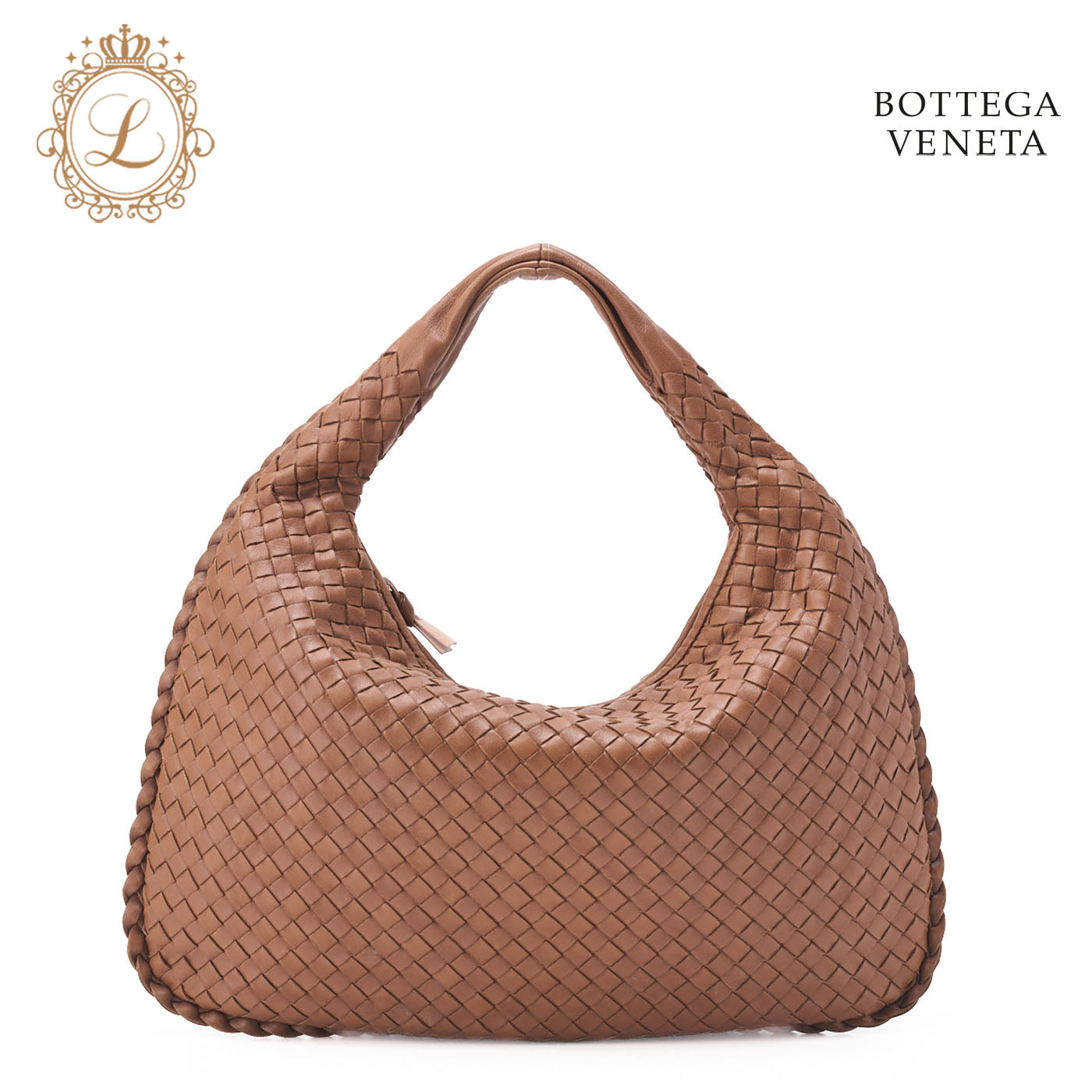 Bottega Veneta Shoulder Tote Bag Intrecciato Lambskin Brown Gold-Tone Hardware Pre-Owned - Vintage La Charme
