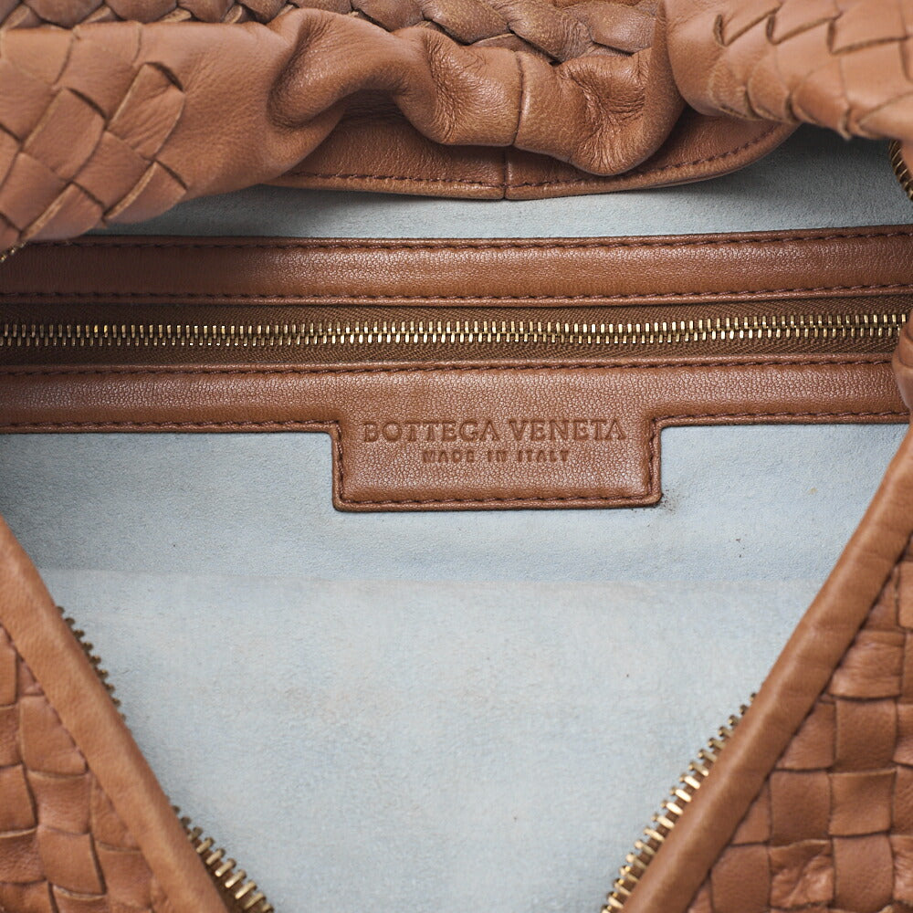 Bottega Veneta Shoulder Tote Bag Intrecciato Lambskin Brown Gold-Tone Hardware Pre-Owned - Vintage La Charme