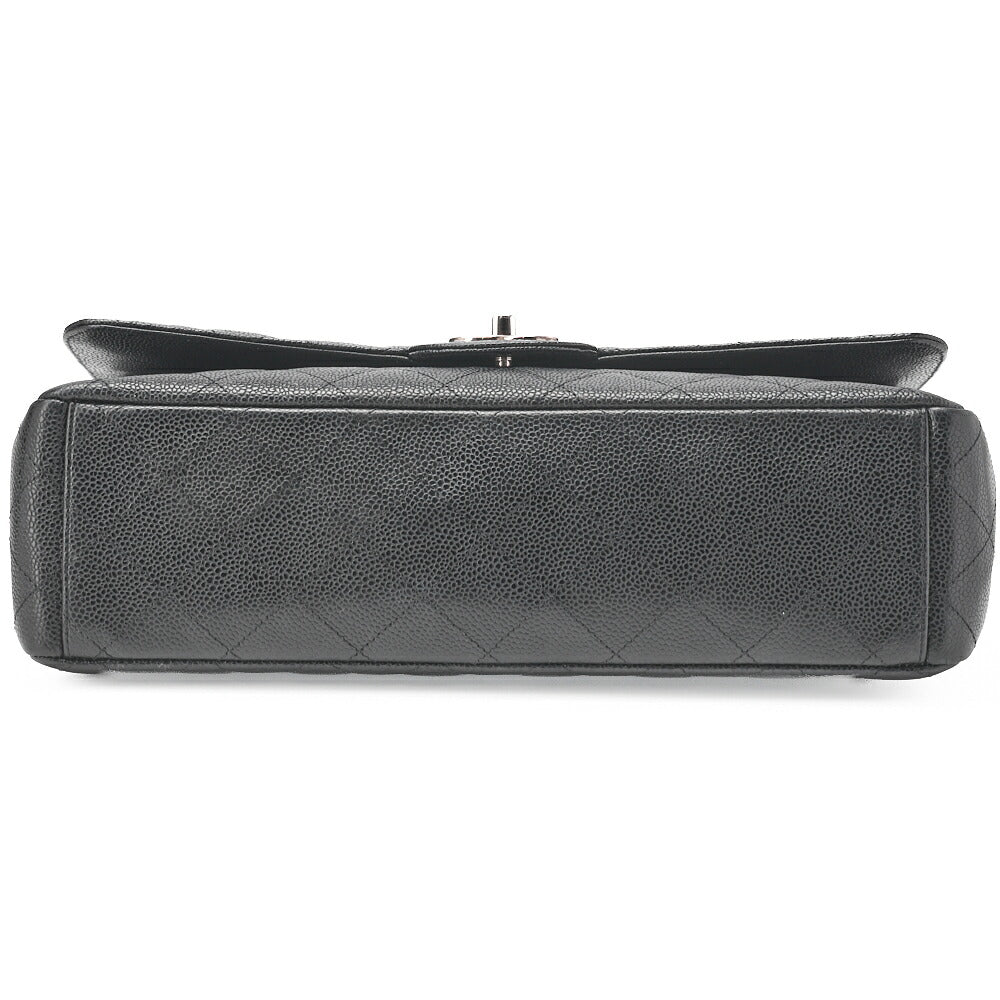 CHANEL Shoulder Bag, Deca Matelasse Double Flap, Caviar Skin, Black, Silver-Tone Hardware, Pre-Owned - Vintage La Charme
