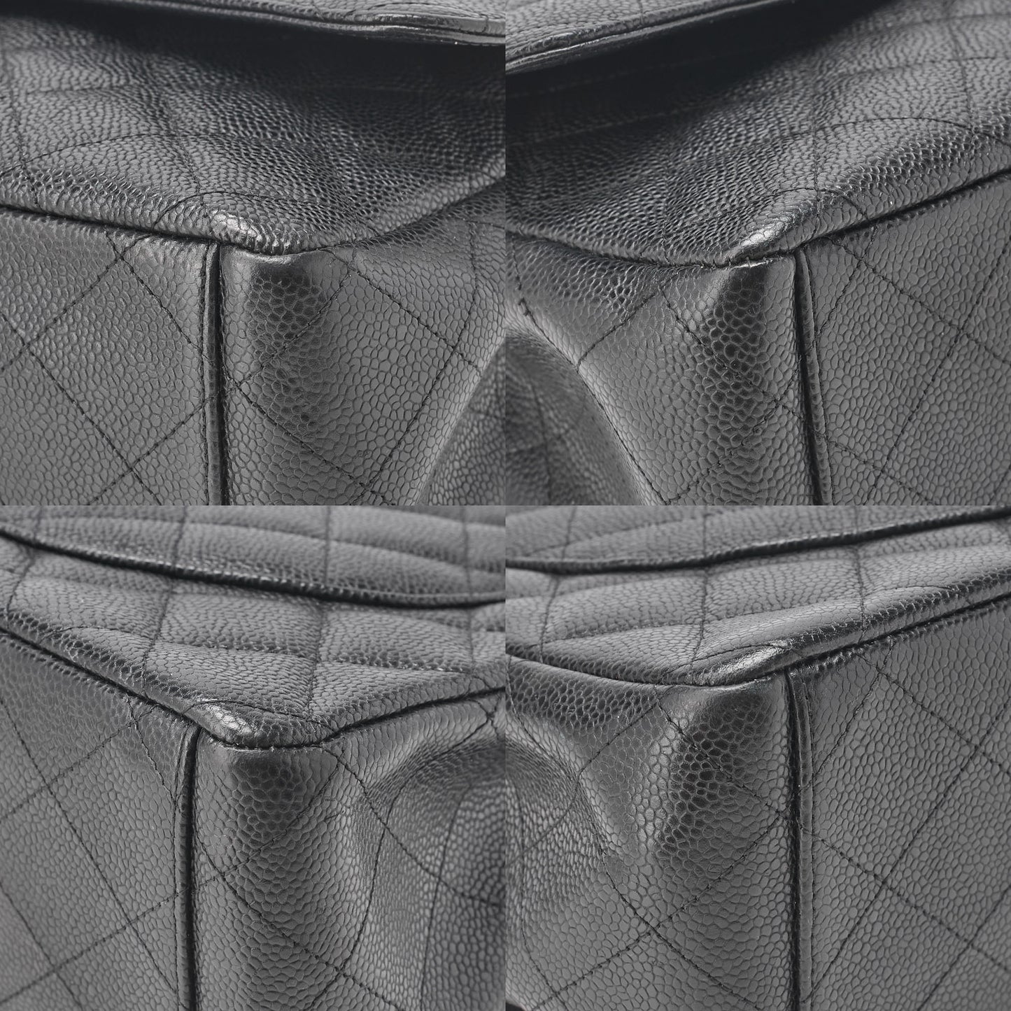 CHANEL Shoulder Bag, Deca Matelasse Double Flap, Caviar Skin, Black, Silver-Tone Hardware, Pre-Owned - Vintage La Charme