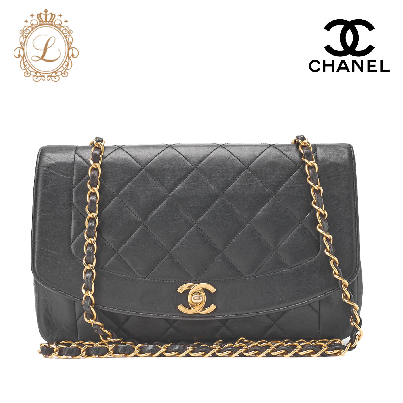 CHANEL Shoulder Tote Bag Matelasse Lambskin Black Gold-Tone Hardware Pre-Owned - Vintage La Charme