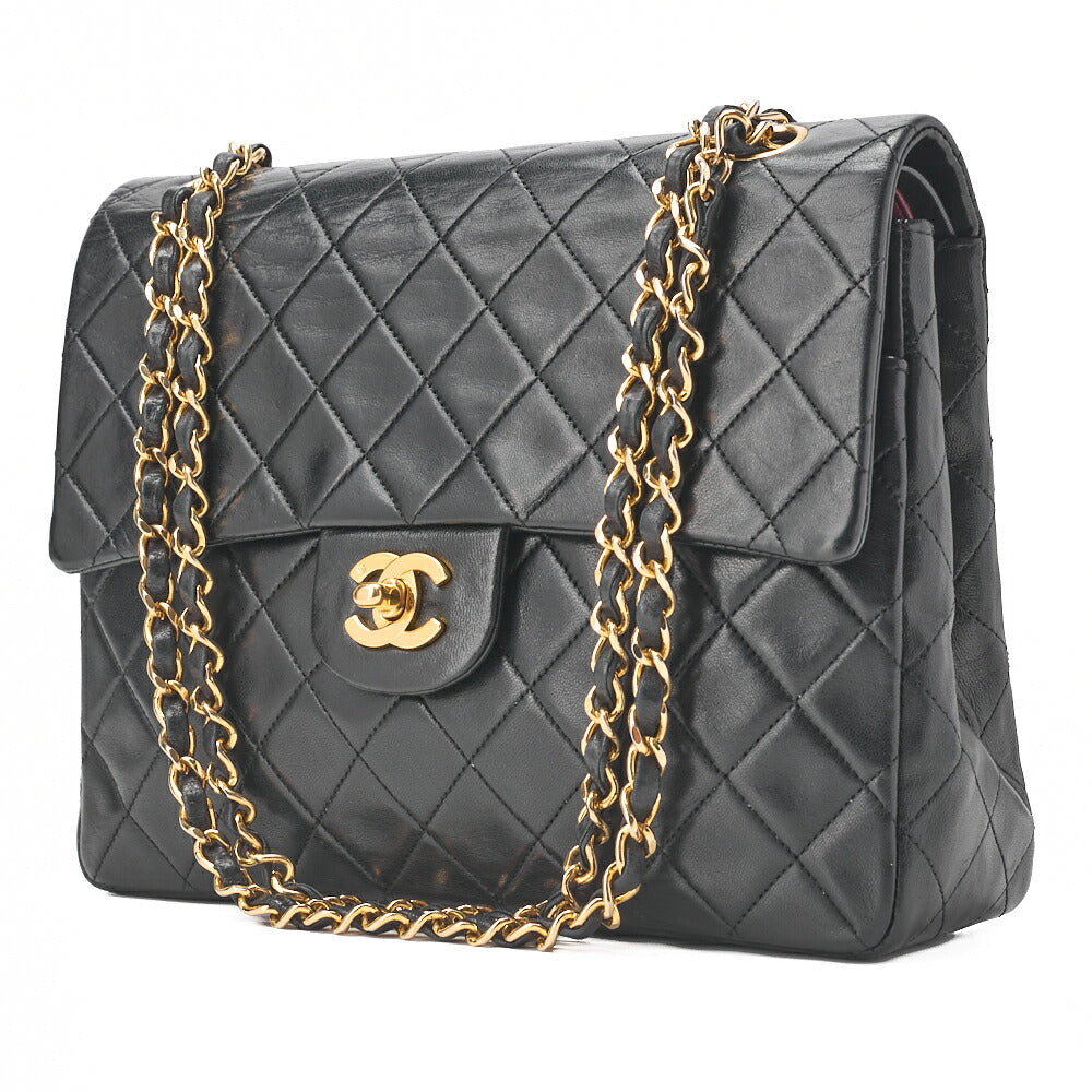 CHANEL Shoulder Bag, Matelasse Double Flap, Lambskin, Black, Gold-Tone Hardware, Pre-Owned - Vintage La Charme