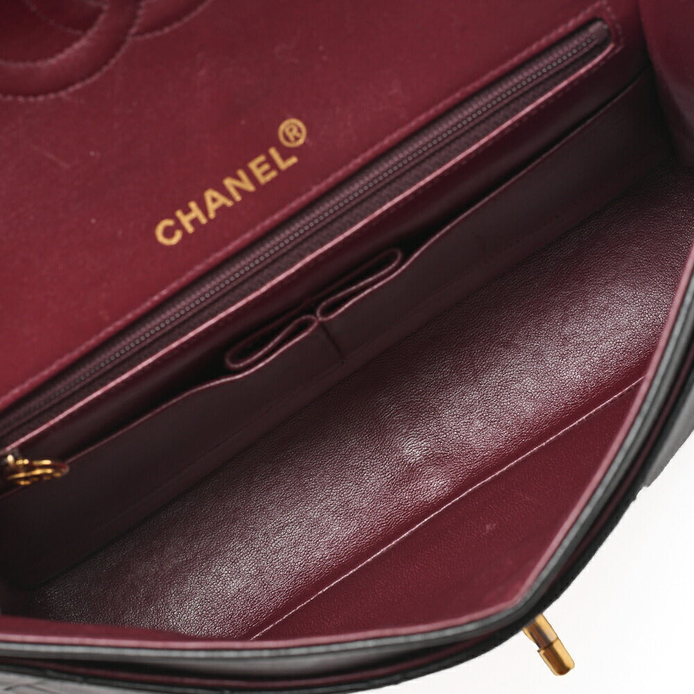 CHANEL Shoulder Bag, Matelasse Double Flap, Lambskin, Black, Gold-Tone Hardware, Pre-Owned - Vintage La Charme
