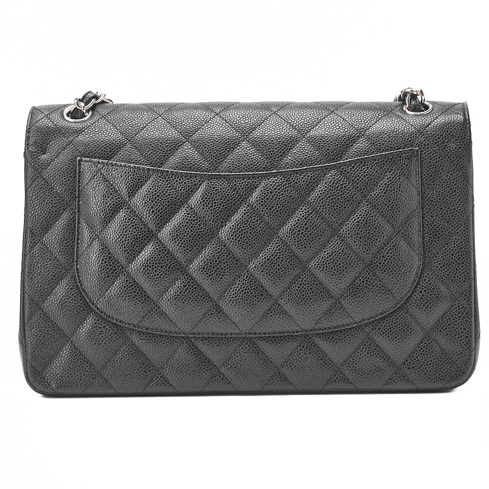 CHANEL Shoulder Bag, Deca Matelasse Double Flap, Caviar Skin, Black, Silver-Tone Hardware, Pre-Owned - Vintage La Charme