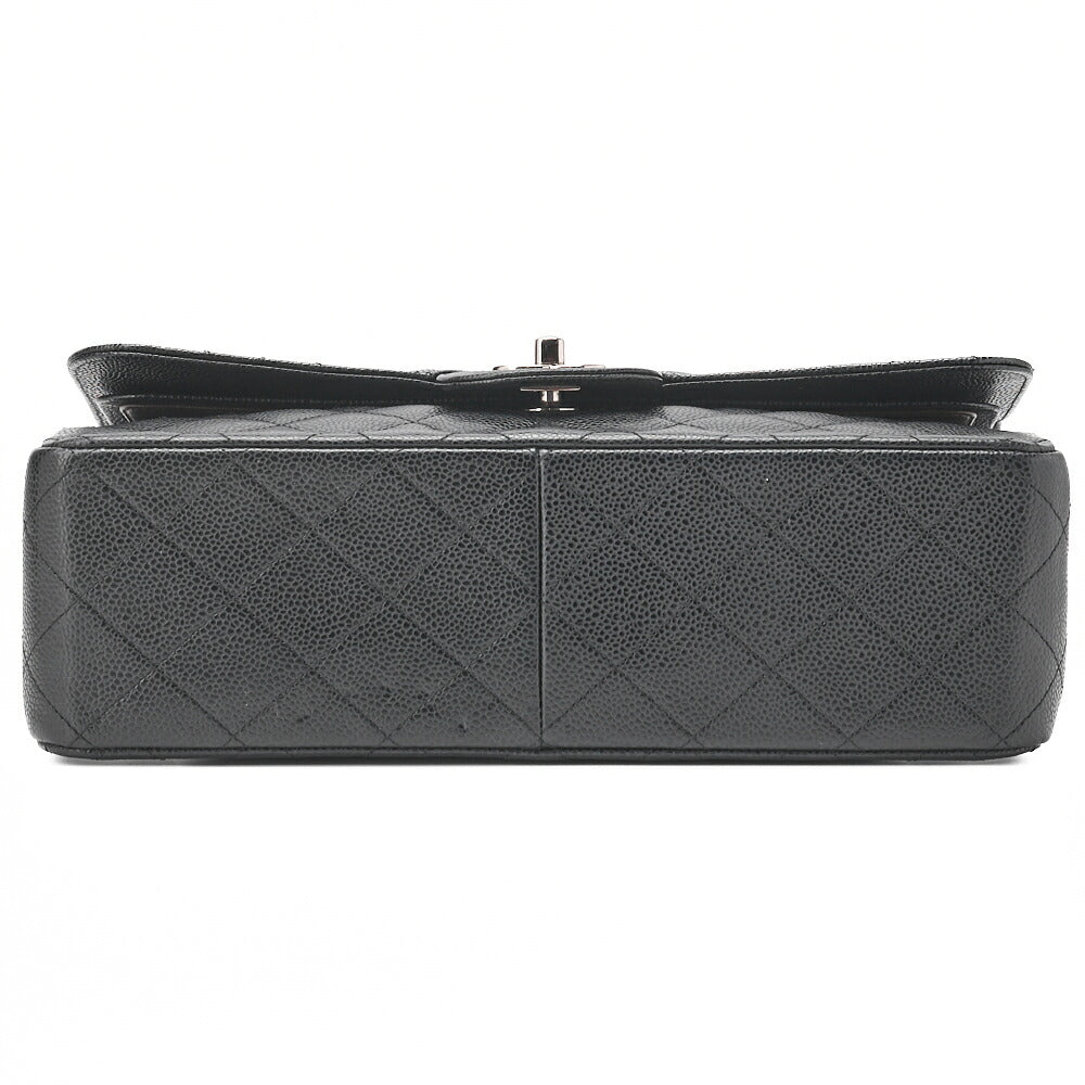 CHANEL Shoulder Bag, Deca Matelasse Double Flap, Caviar Skin, Black, Silver-Tone Hardware, Pre-Owned - Vintage La Charme