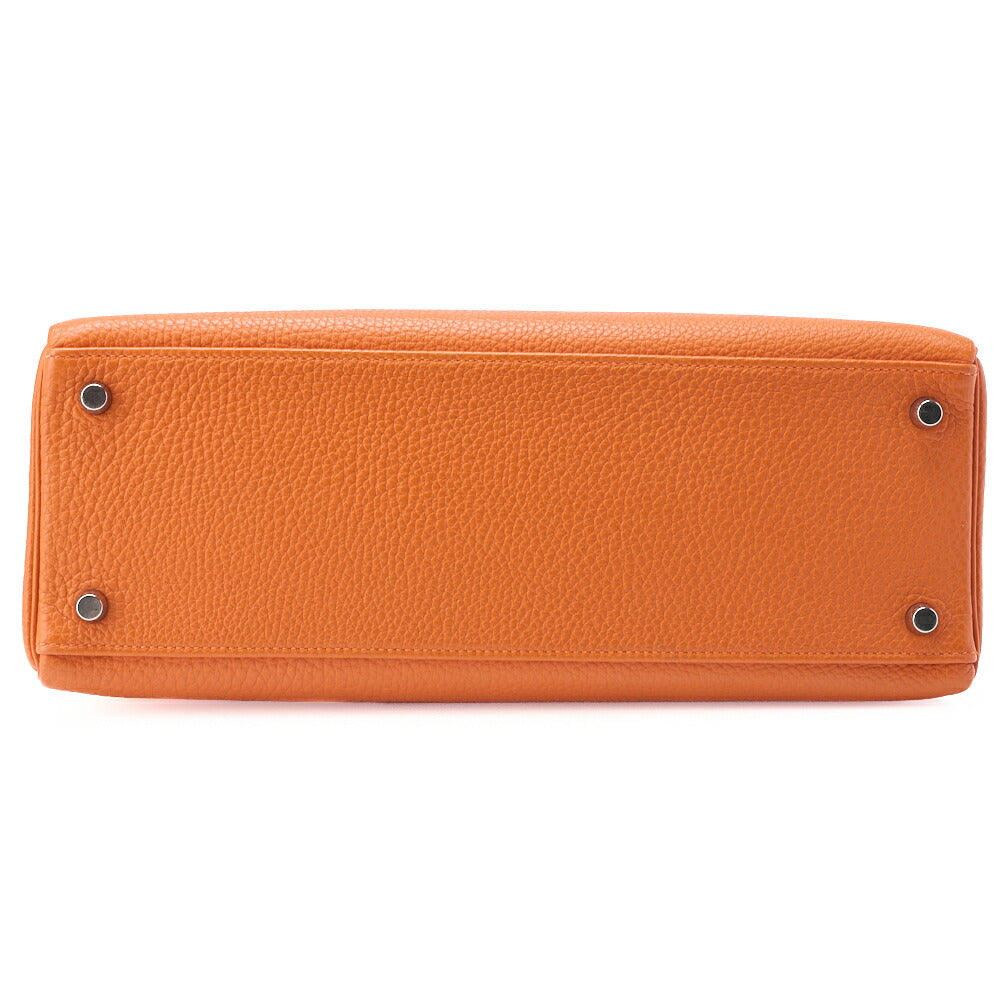 HERMES Kelly 32 Handbag, Togo, Orange, Silver-Tone Hardware, Pre-Owned - Vintage La Charme