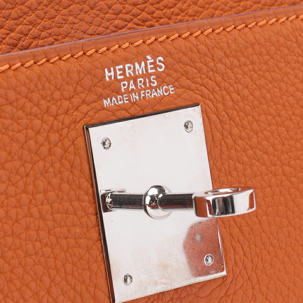 HERMES Kelly 32 Handbag, Togo, Orange, Silver-Tone Hardware, Pre-Owned - Vintage La Charme