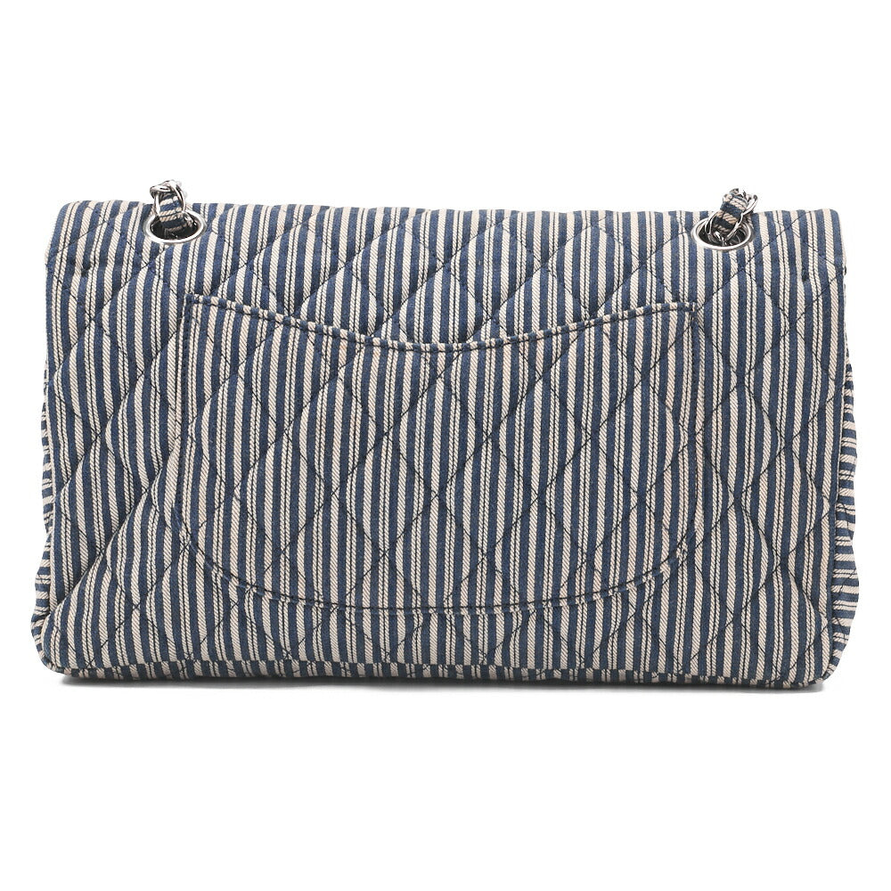 Chanel Shoulder Bag Matelasse Double Flap Cotton Navy Silver-Tone Hardware Pre-Owned - Vintage La Charme
