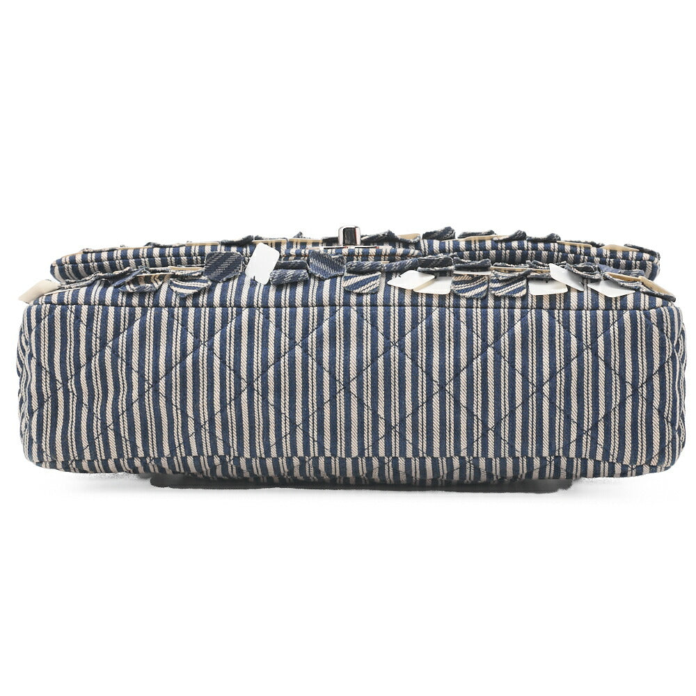 Chanel Shoulder Bag Matelasse Double Flap Cotton Navy Silver-Tone Hardware Pre-Owned - Vintage La Charme