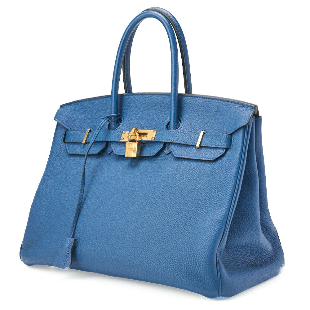 HERMES Birkin 35 Handbag Fjord Leather Fjord Blue Gold-Tone Hardware Pre-Owned - Vintage La Charme