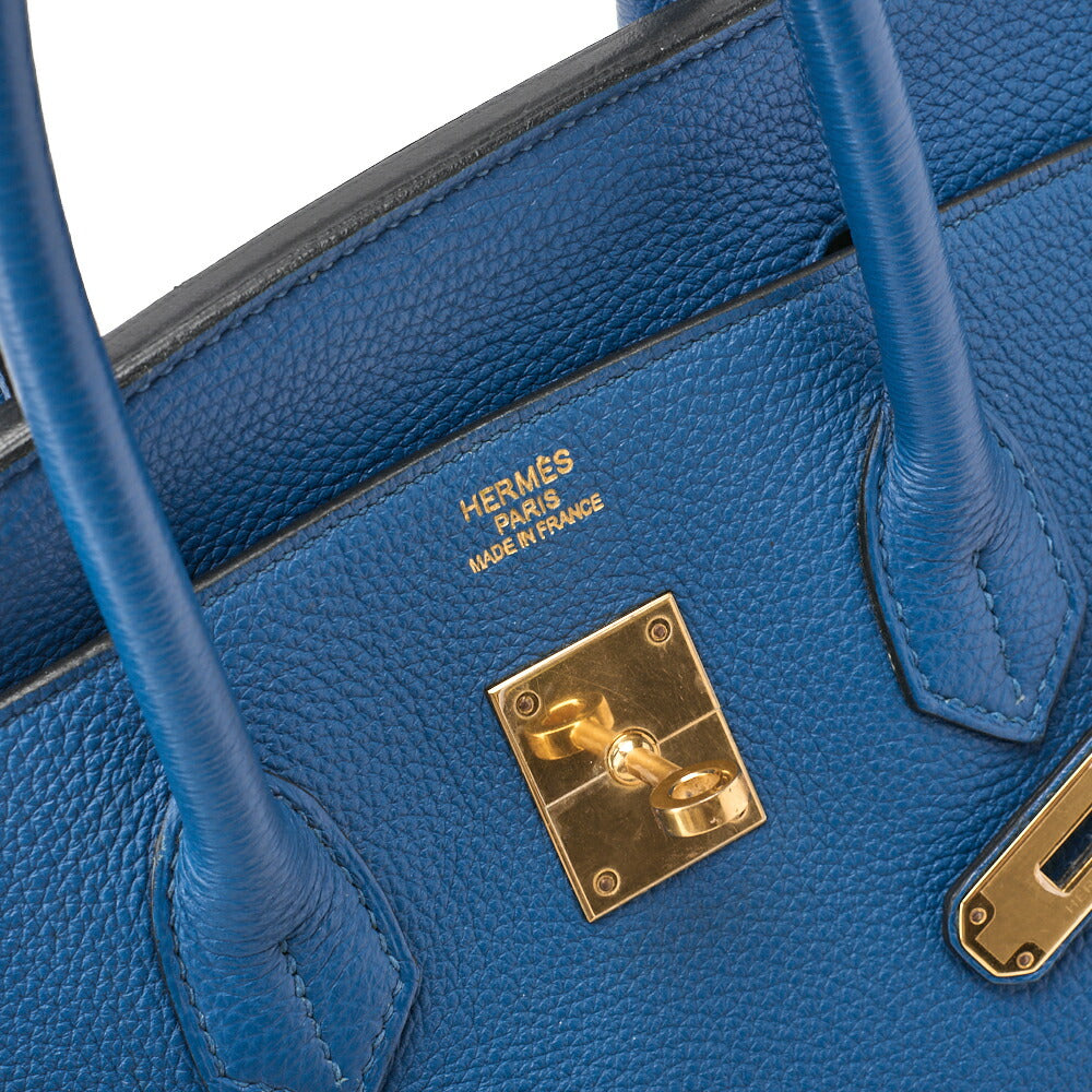 HERMES Birkin 35 Handbag Fjord Leather Fjord Blue Gold-Tone Hardware Pre-Owned - Vintage La Charme