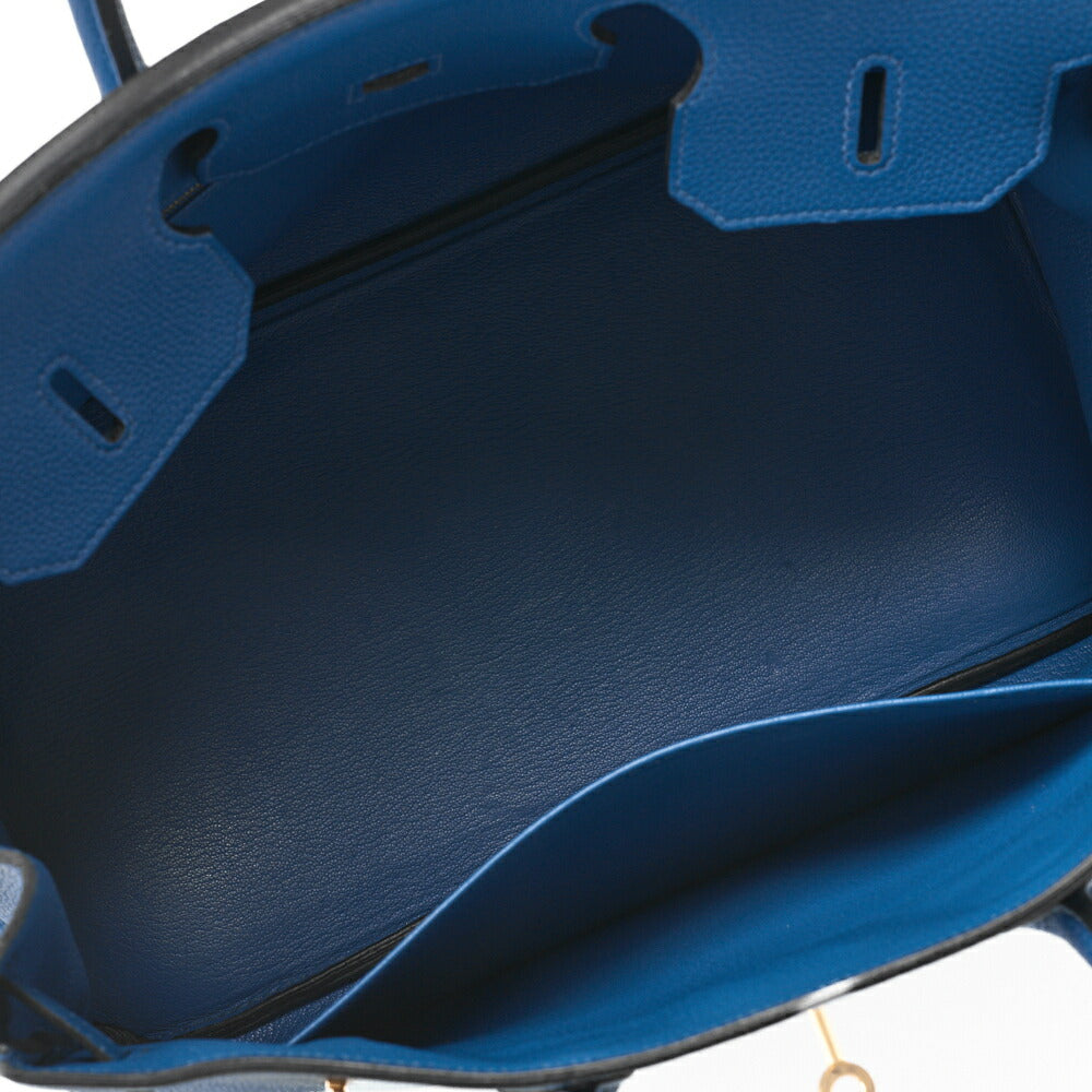 HERMES Birkin 35 Handbag Fjord Leather Fjord Blue Gold-Tone Hardware Pre-Owned - Vintage La Charme