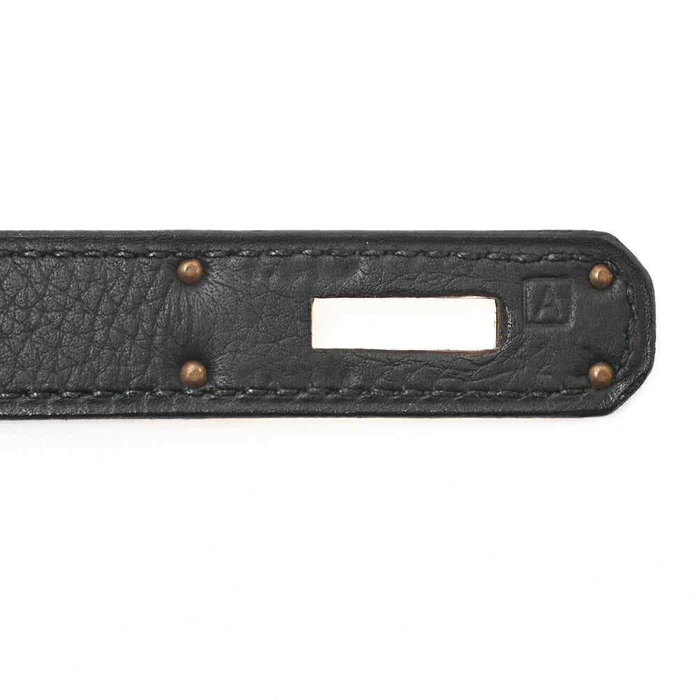 HERMES Kelly 32 Handbag, Tryon Clemence Leather, Black, Gold-Tone Hardware, Pre-Owned - Vintage La Charme