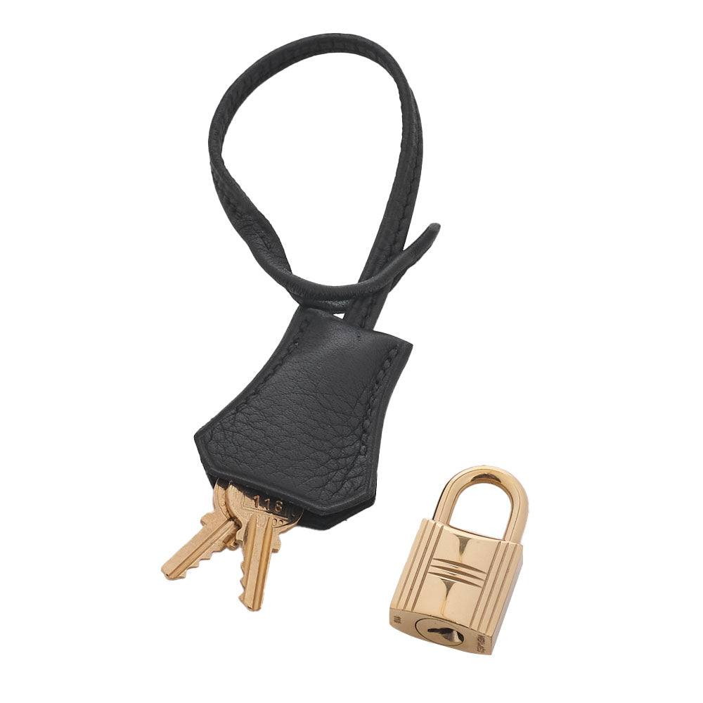 HERMES Kelly 32 Handbag, Tryon Clemence Leather, Black, Gold-Tone Hardware, Pre-Owned - Vintage La Charme