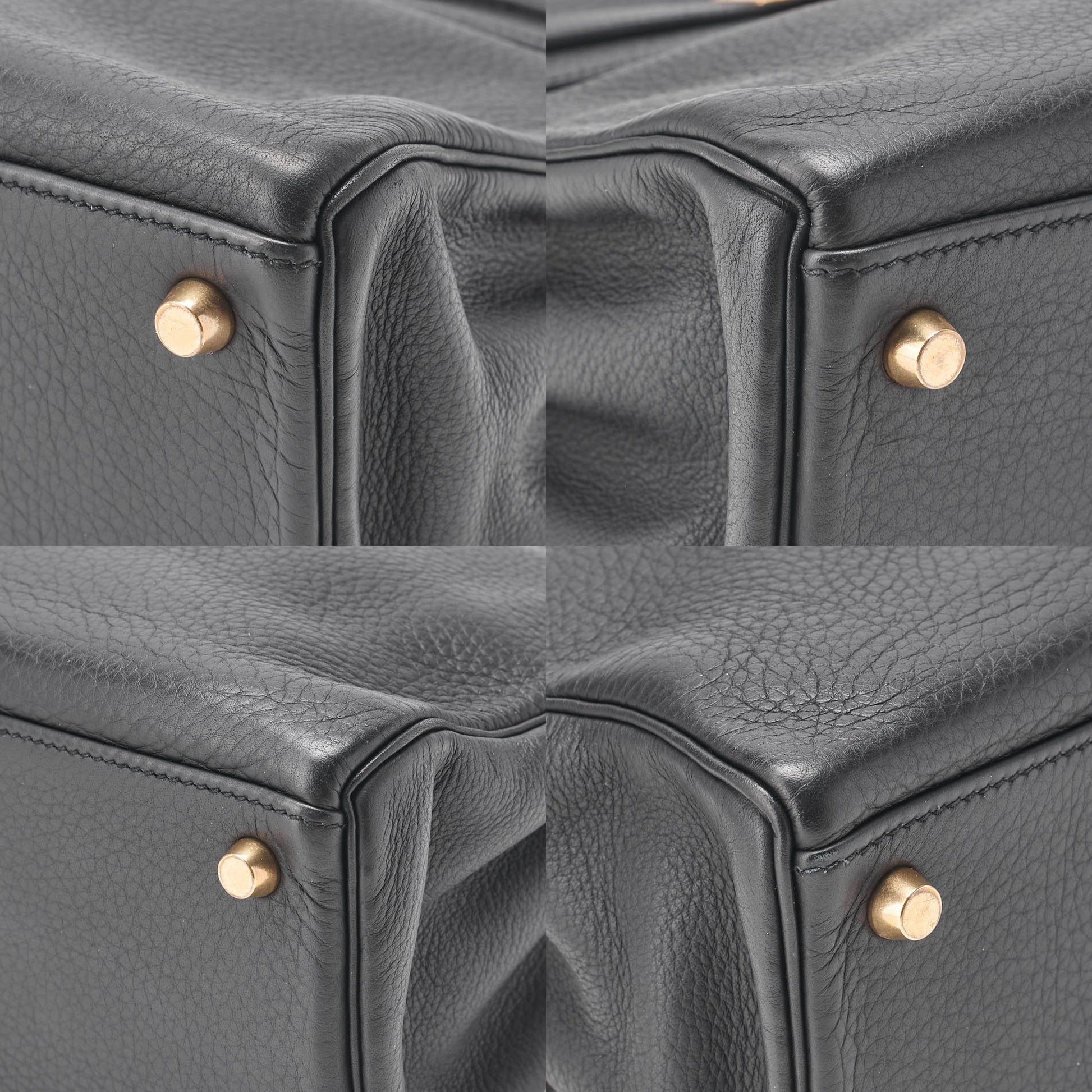 HERMES Kelly 32 Handbag, Tryon Clemence Leather, Black, Gold-Tone Hardware, Pre-Owned - Vintage La Charme