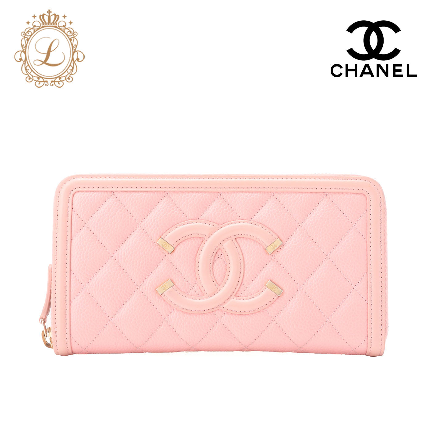 CHANEL Long Wallet, Matelasse CC Filigree, Caviar Skin, Pink, Gold-Tone Hardware, Pre-Owned - Vintage La Charme