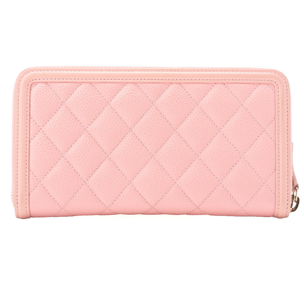 CHANEL Long Wallet, Matelasse CC Filigree, Caviar Skin, Pink, Gold-Tone Hardware, Pre-Owned - Vintage La Charme
