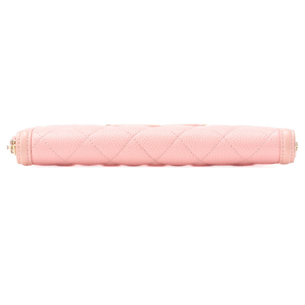 CHANEL Long Wallet, Matelasse CC Filigree, Caviar Skin, Pink, Gold-Tone Hardware, Pre-Owned - Vintage La Charme