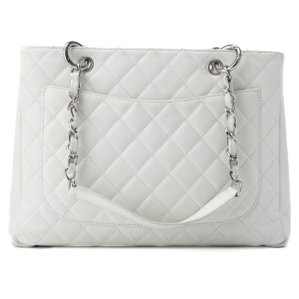 CHANEL Shoulder Bag Matelasse Caviar Skin White Silver-Tone Hardware Pre-Owned - Vintage La Charme