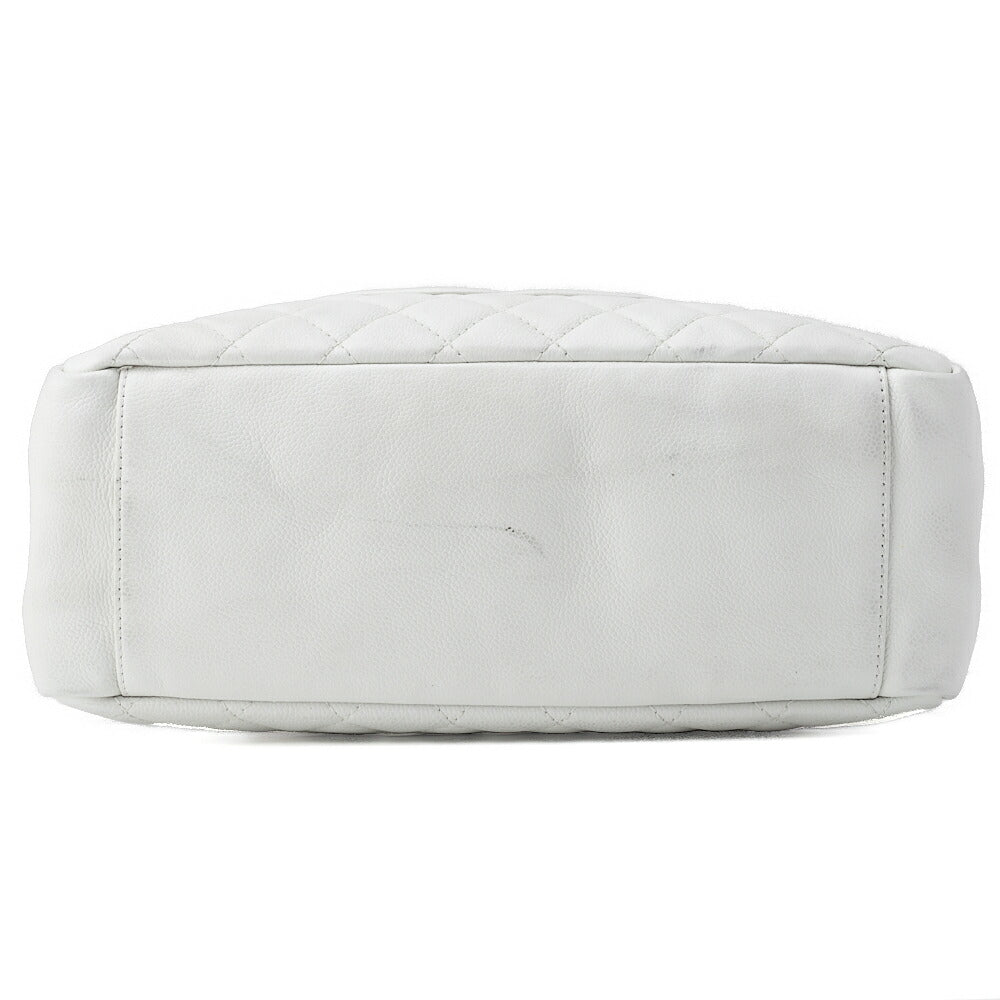 CHANEL Shoulder Bag Matelasse Caviar Skin White Silver-Tone Hardware Pre-Owned - Vintage La Charme