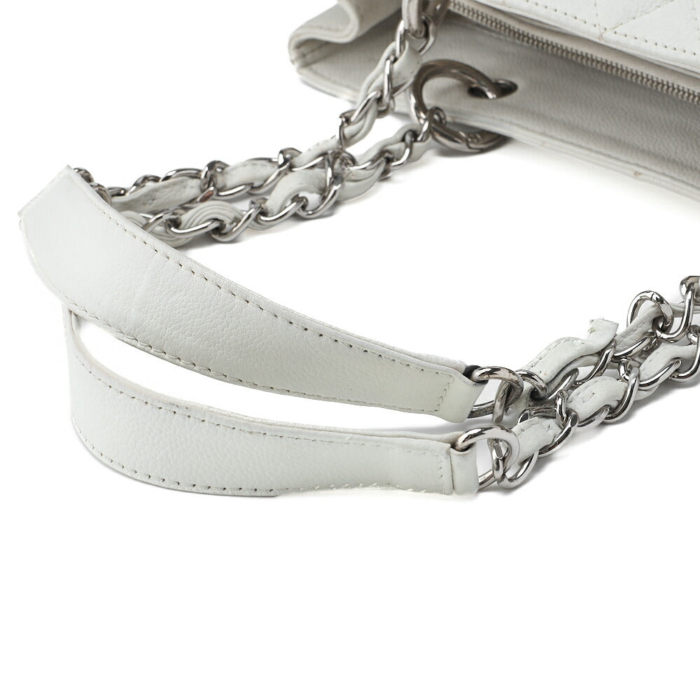 CHANEL Shoulder Bag Matelasse Caviar Skin White Silver-Tone Hardware Pre-Owned - Vintage La Charme