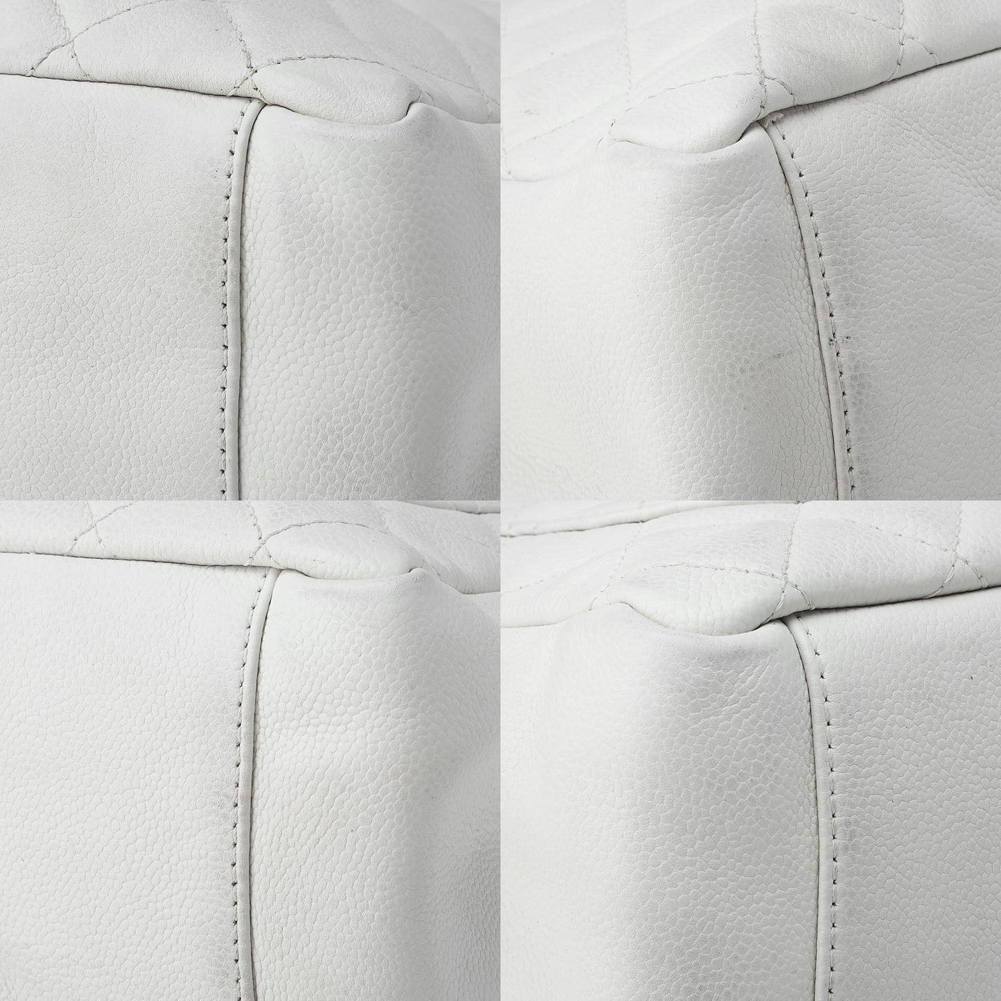 CHANEL Shoulder Bag Matelasse Caviar Skin White Silver-Tone Hardware Pre-Owned - Vintage La Charme