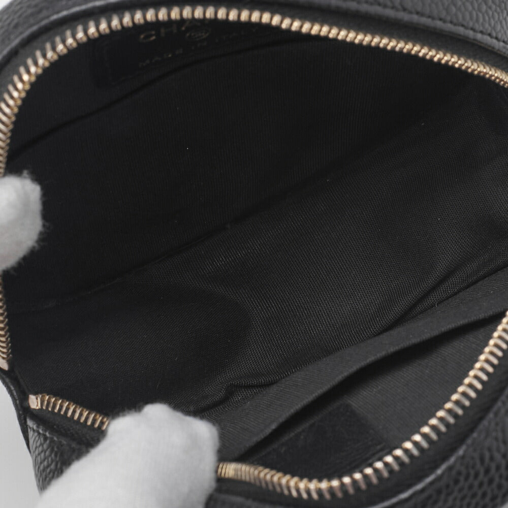CHANEL Mini Shoulder Bag Matelasse Coco Mark CC Filigree Caviar Skin Black Gold-Tone Hardware Pre-Owned - Vintage La Charme