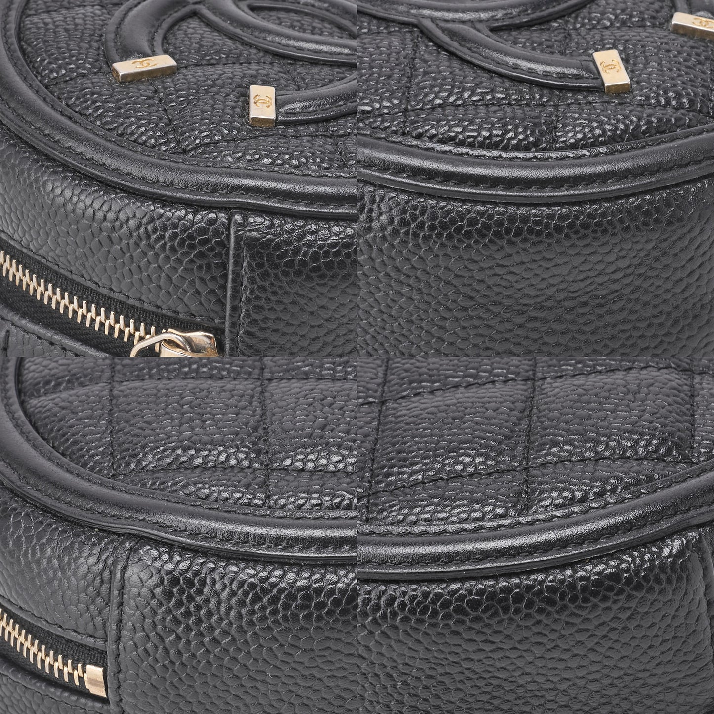 CHANEL Mini Shoulder Bag Matelasse Coco Mark CC Filigree Caviar Skin Black Gold-Tone Hardware Pre-Owned - Vintage La Charme