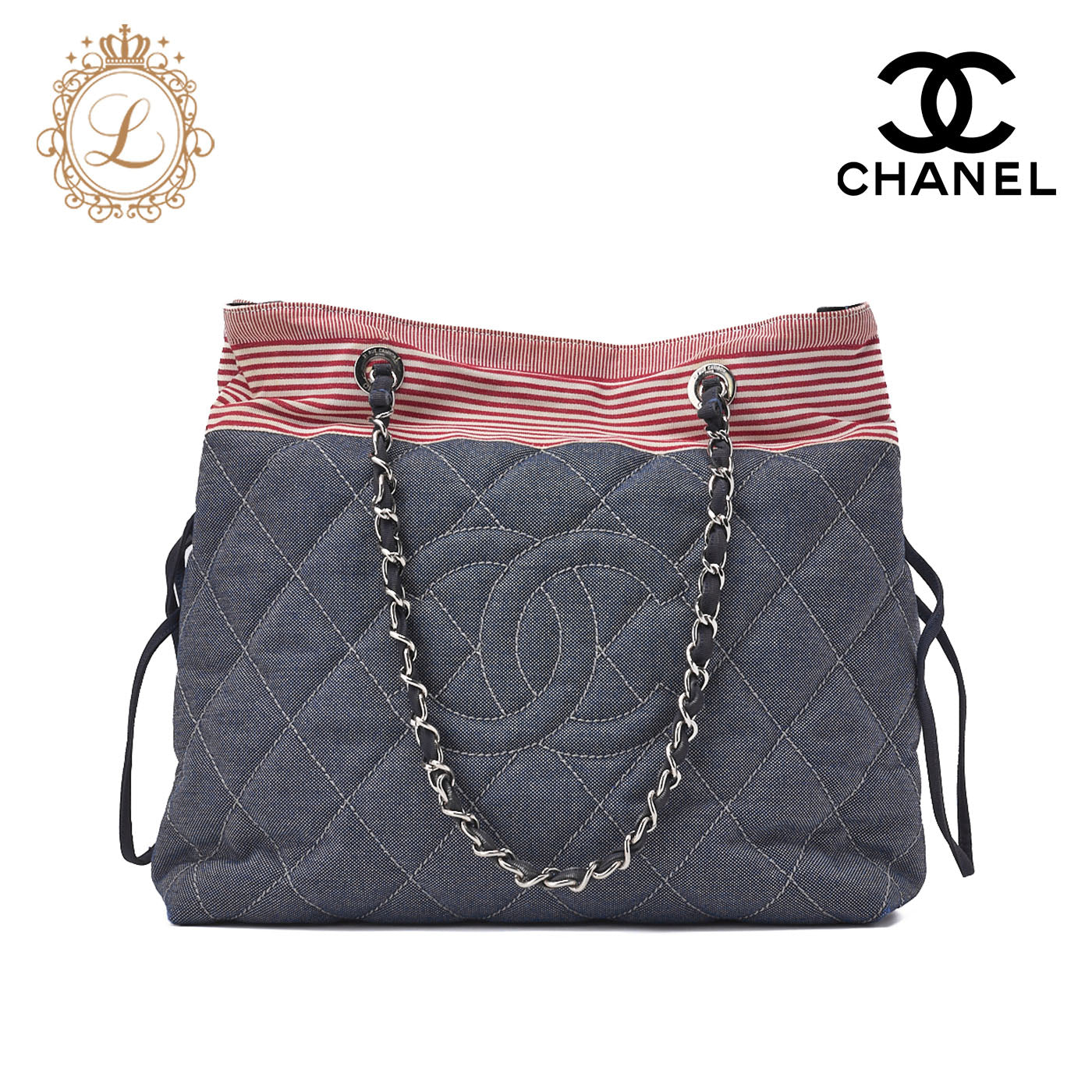 Chanel Shoulder Bag Coco Mark Denim Gray Gold-Tone Hardware Pre-Owned - Vintage La Charme