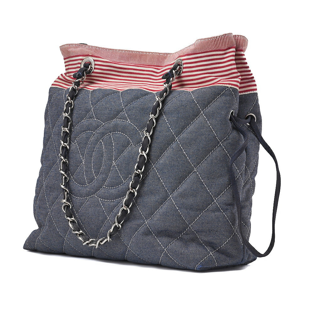 Chanel Shoulder Bag Coco Mark Denim Gray Gold-Tone Hardware Pre-Owned - Vintage La Charme