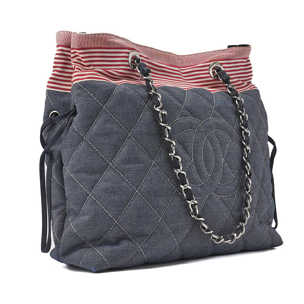 Chanel Shoulder Bag Coco Mark Denim Gray Gold-Tone Hardware Pre-Owned - Vintage La Charme