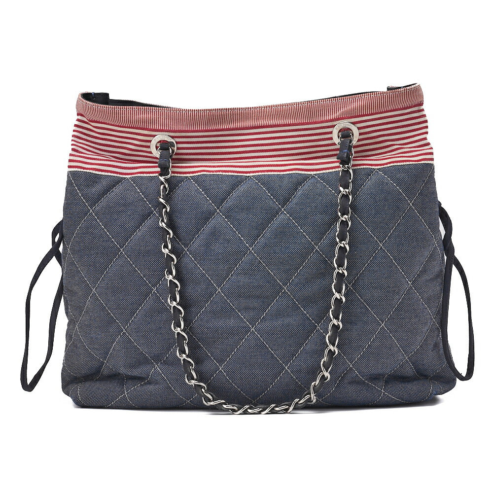 Chanel Shoulder Bag Coco Mark Denim Gray Gold-Tone Hardware Pre-Owned - Vintage La Charme