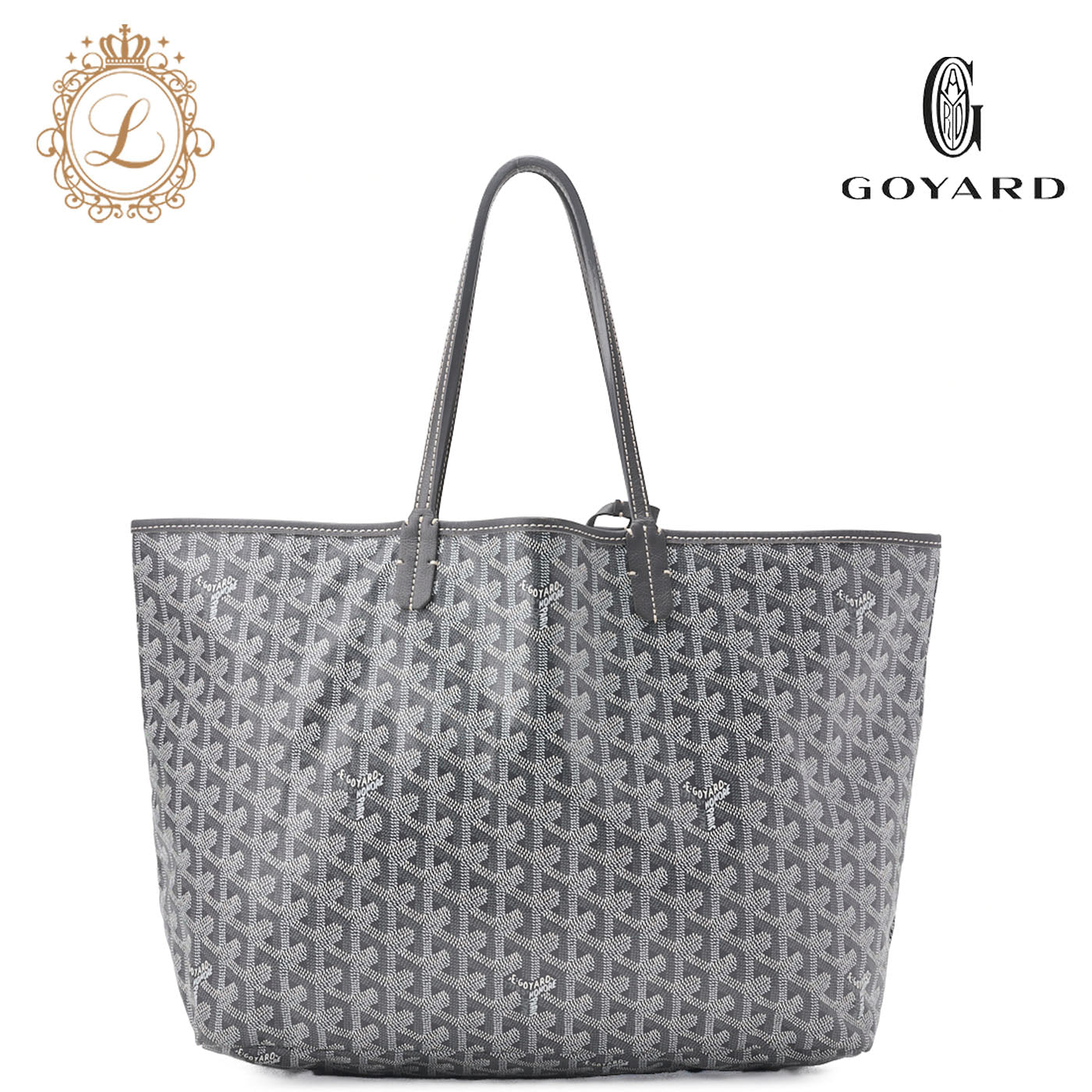 Goyard Saint Louis PM Tote Bag Coated Canvas Gray Silver-Tone Hardware Pre-Owned - Vintage La Charme