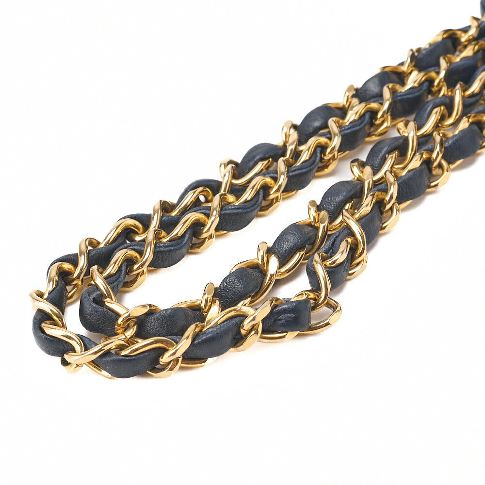 Chanel Shoulder Bag Matelasse Double Flap Lambskin Navy Gold-Tone Hardware Pre-Owned - Vintage La Charme