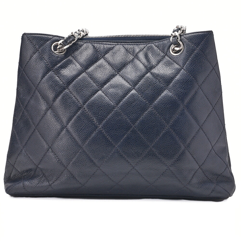 CHANEL Shoulder Bag, Matelasse, Caviar Skin, Navy, Silver-Tone Hardware, Pre-Owned - Vintage La Charme