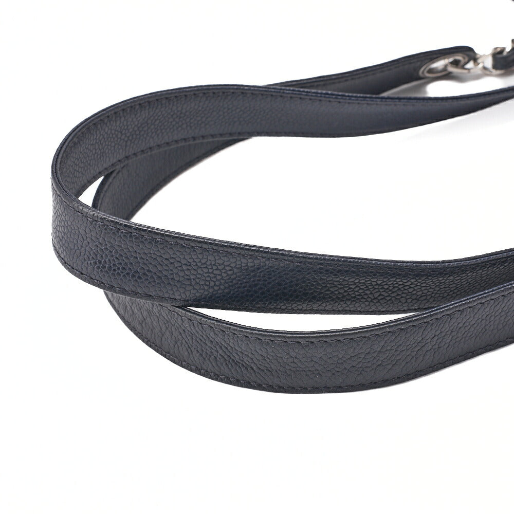 CHANEL Shoulder Bag, Matelasse, Caviar Skin, Navy, Silver-Tone Hardware, Pre-Owned - Vintage La Charme
