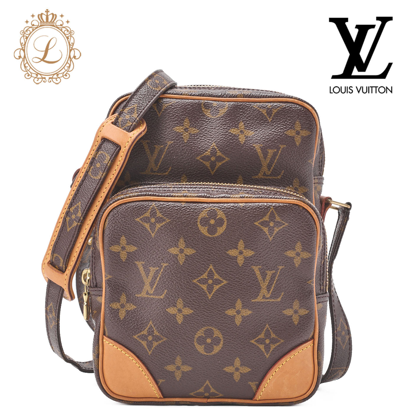 Louis Vuitton Shoulder Bag, Monogram, Canvas, Brown, Gold-Tone Hardware, Pre-Owned - Vintage La Charme