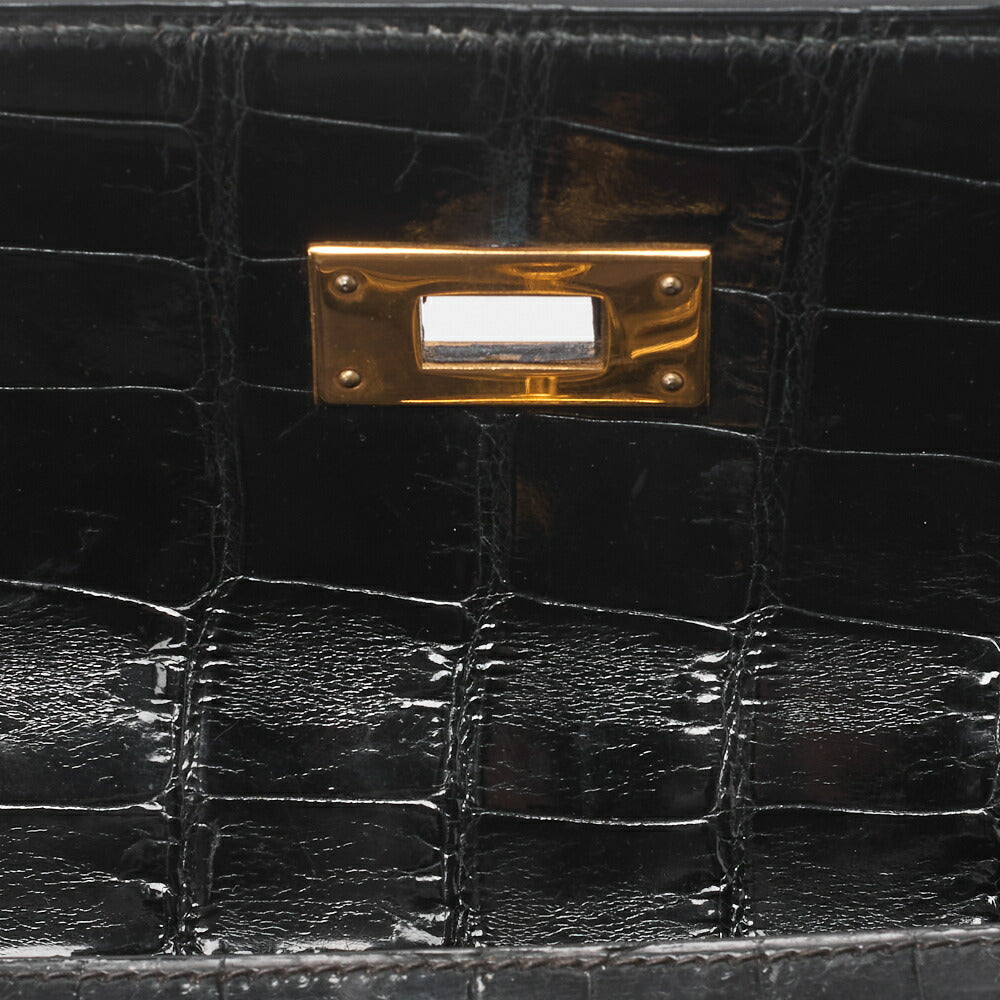 Hermes Kelly 32 Handbag Crocodile Black Gold-Tone Hardware Pre-Owned - Vintage La Charme