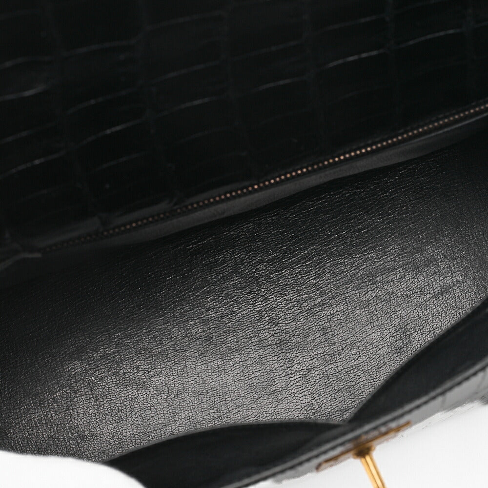 Hermes Kelly 32 Handbag Crocodile Black Gold-Tone Hardware Pre-Owned - Vintage La Charme